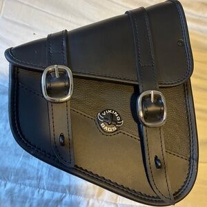 Viking Black Leather Swing Arm Bag for Harley Davidson Sportster 2004-2022
